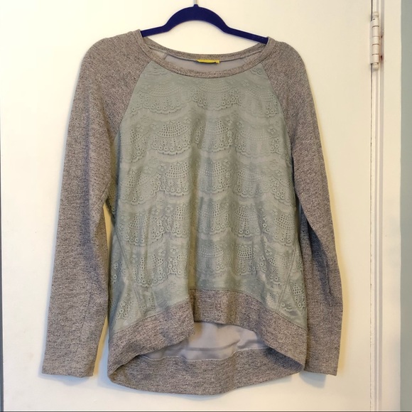 Modcloth Tops - ModCloth Lace Gray Sweatshirt